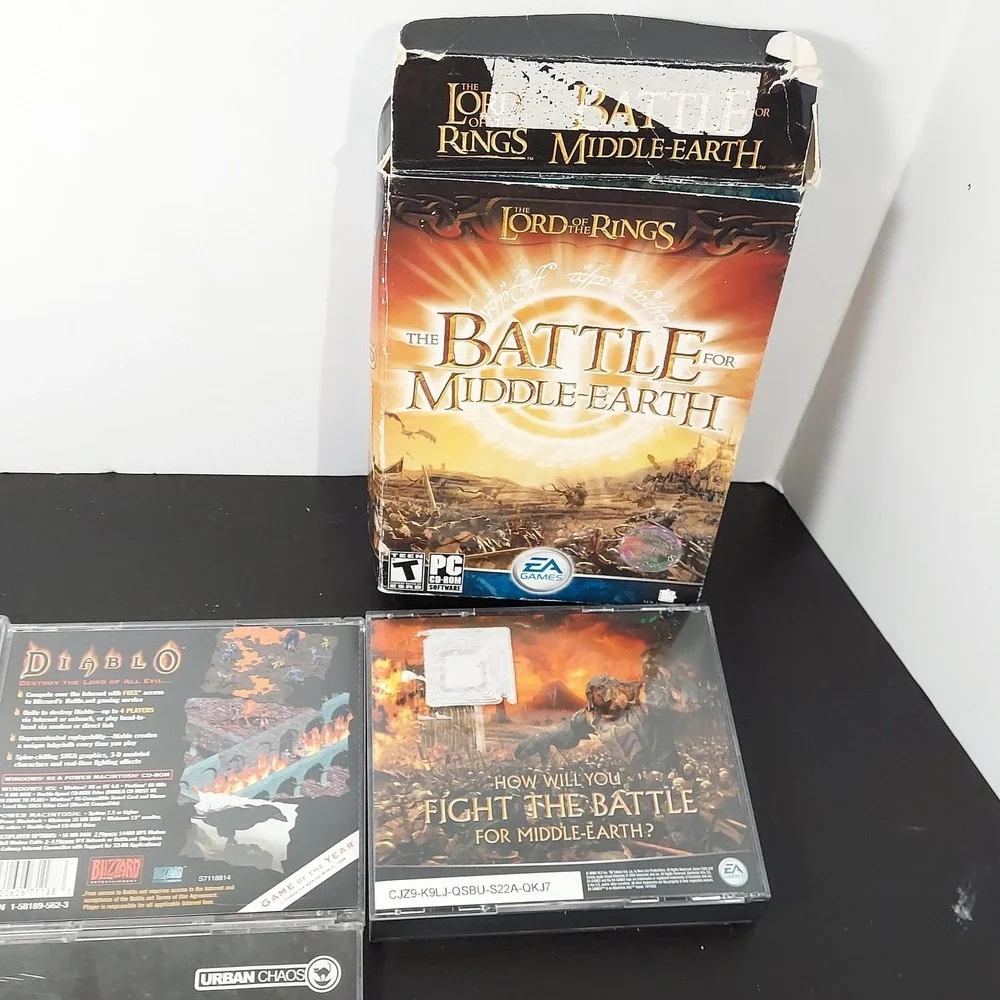 Vintage PC CD-ROM Game‎ Lot Mortal Kombat 4 Diablo Heretic II Tomb Raider LOTR
